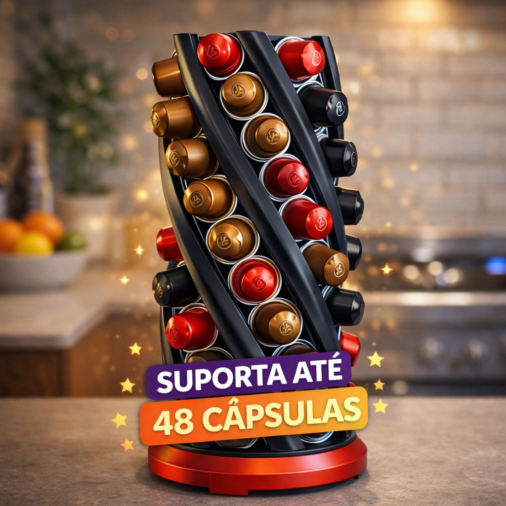 Porta Cápsulas Nespresso 360° Giratório – Organize até 48 Cápsulas com Estilo e Praticidade
