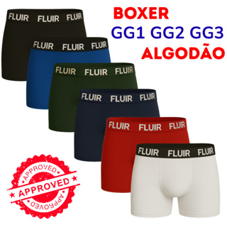 Kit 5 Cueca Boxer Plus Size Algodão Cotton Masculino G1 G2 G3 Extra Grande Conforto Total em Oferta na Shopee