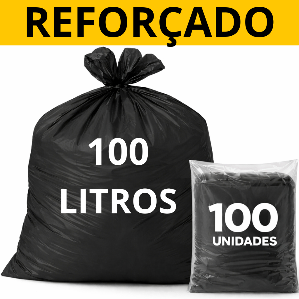Saco de lixo preto 100 Litros Reforçado Para Uso Geral