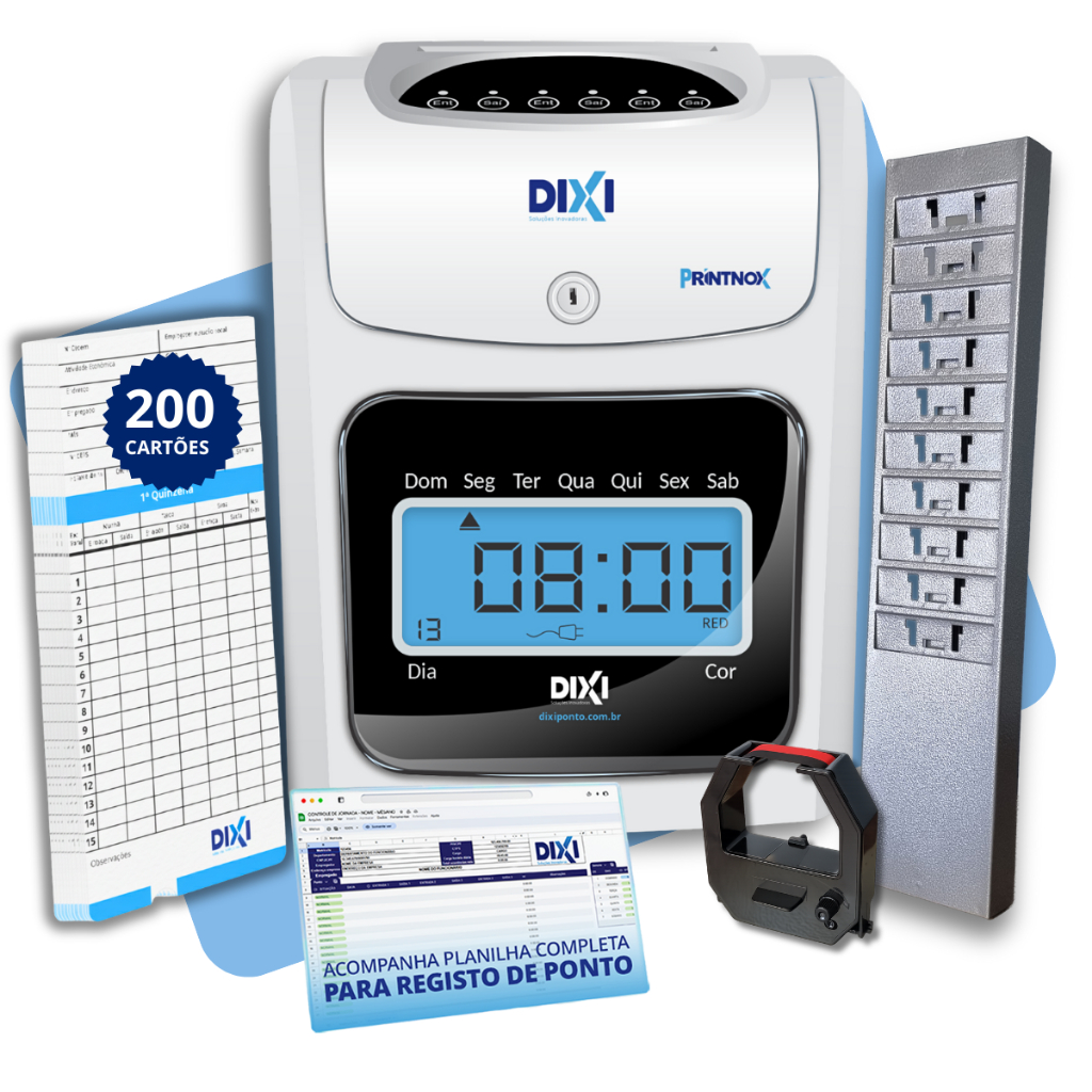 Relógio de Ponto Cartográfico Kit Manual  + 200 Cartões de Ponto + Chapeira 10 lugares + Fita gratis