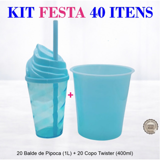 40 Itens Kit Festa Lembrancinha Liso 20 Balde De Pipoca 1LT + 20 Copo Chantily em Oferta na Shopee
