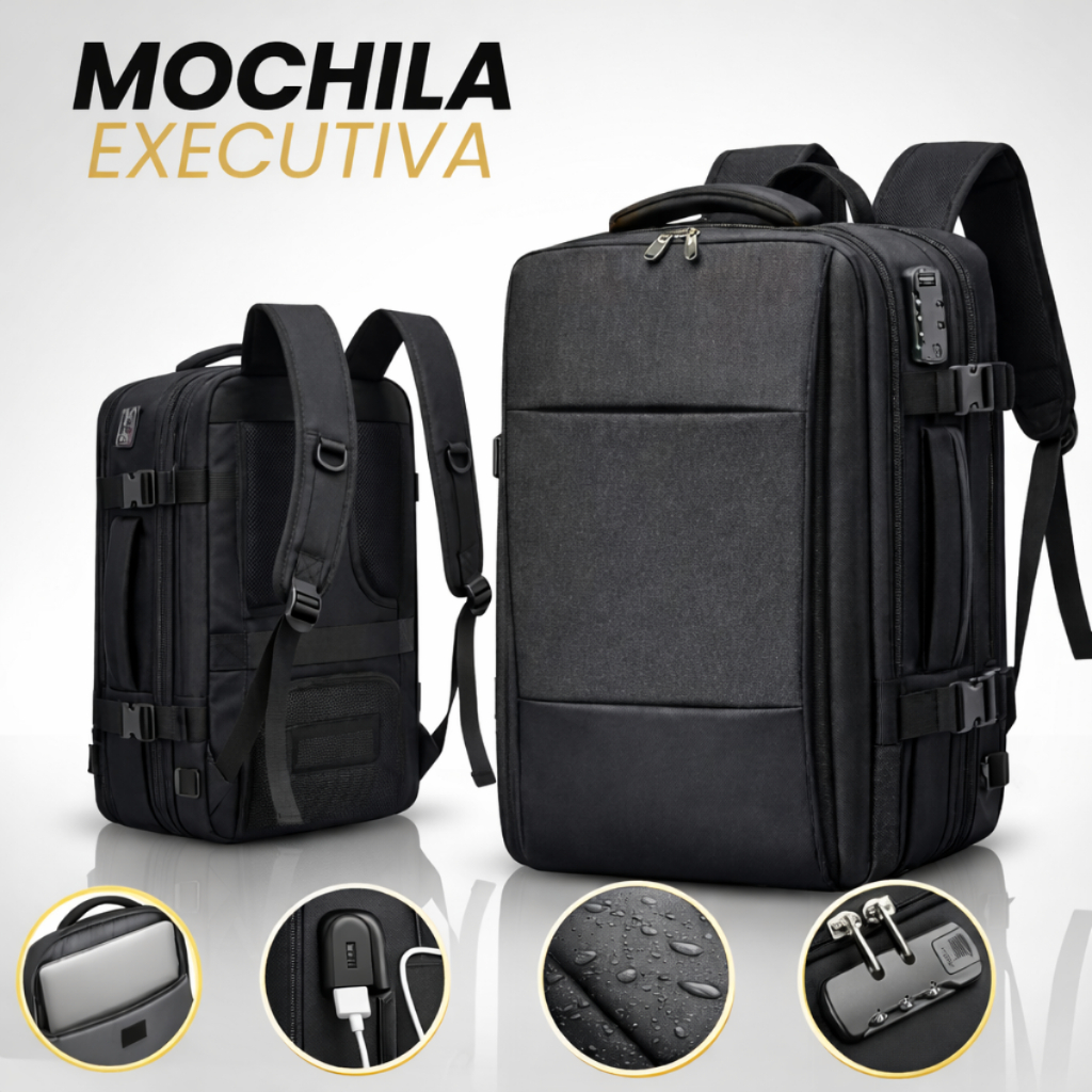 Mochila Executiva Viagem Notebook Expansível Cadeado Antifurto, Saida USB Impermeável em Oferta na Shopee