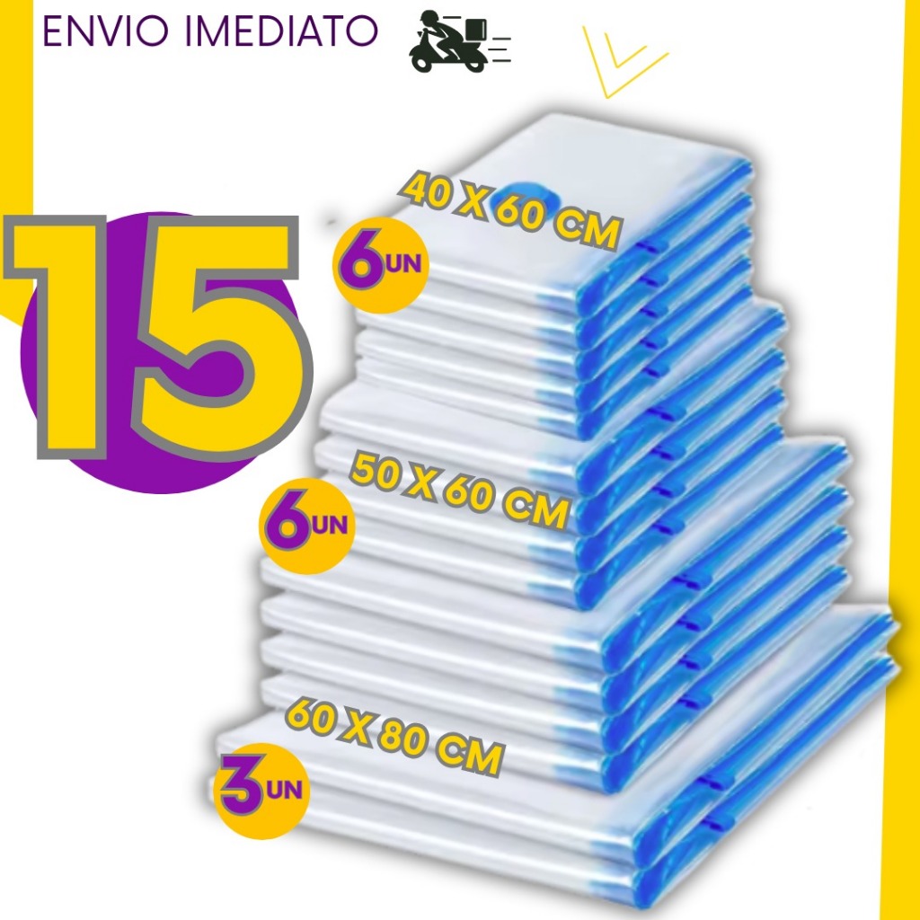 Kit 15, 12 ou 9 un - Saco A Vácuo Bomba Manual Organizador Viagem Mala Casa Roupa Coberta Edredom