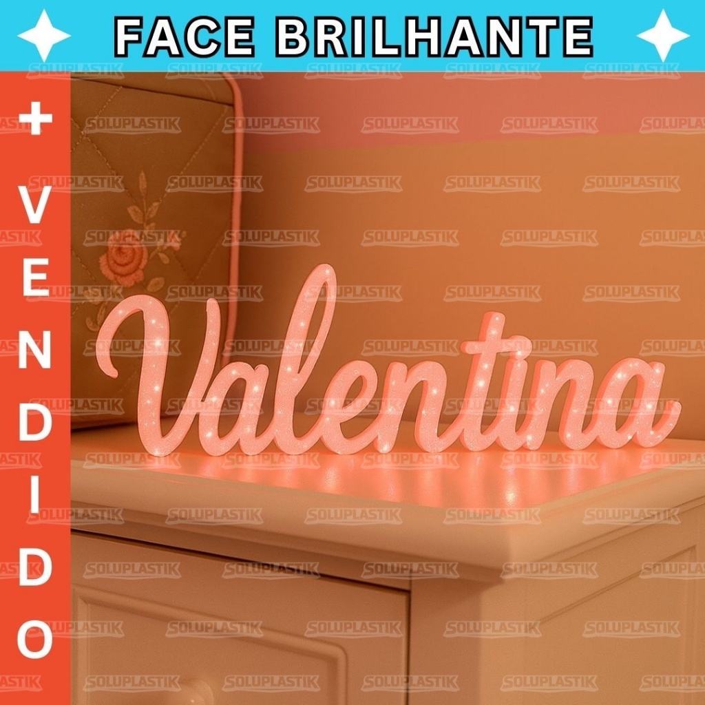 Letreiro Nome 3D Personalizado com Face Brilhante Decoração Aniversário, Chá Revelação para Bebê 27