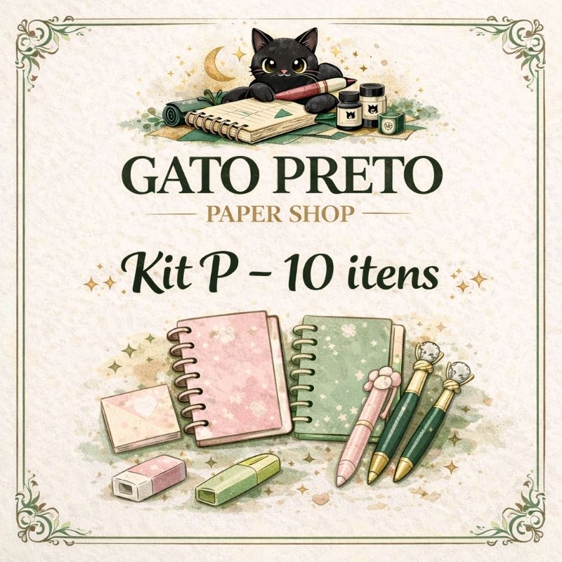 KIT P. Kit Papelaria Fofa Completo 10 Itens | Caderno Canetas Marca Texto | Papelaria Kawaii Escolar Presente