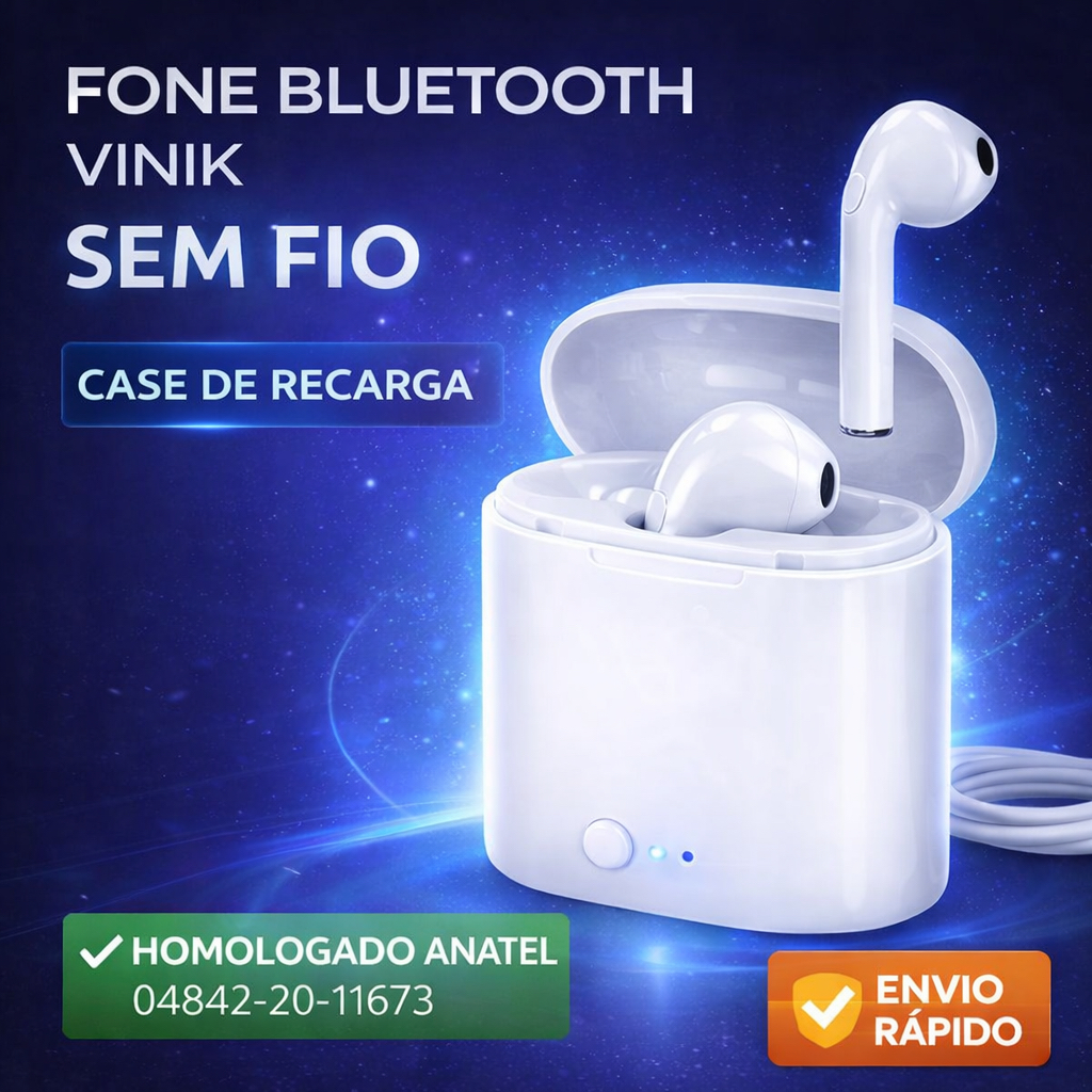 Fone Bluetooth TWS Sem Fio Easy W1+ | Fone de Ouvido Bluetooth com Case de Recarga Branco