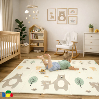 Tapete Térmico Infantil Dupla Face Dobrável Macio 2m x 1,5m Tatame Grande Estampa Urso Elefante 8mm em Oferta na Shopee