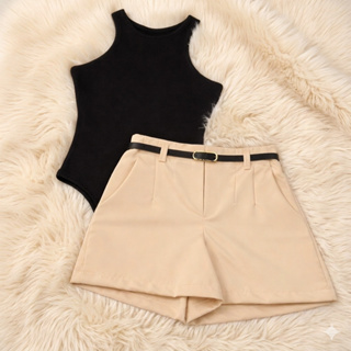 Conjunto Feminino Body Regata + Short Alfaiataria Com Cinto Moda Blogueira | ENVIO IMEDIATO em Oferta na Shopee