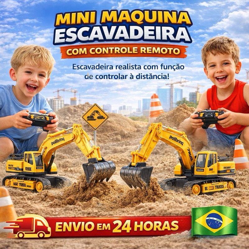 Escavadeira Controle Remoto Infantil 1:20 Caminhão Construção RC Brinquedo Menino Frente e Trás Mega Trucks +4 Anos