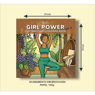 Livro de Colorir GIRL POWER VOLUME 3 com 35 Páginas de 21x21cm 150g em Oferta na Shopee