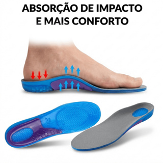 Palmilha Ortopédica Para Dores Nos Pés Aumenta Altura Ortopédica De Silicone Gel Anti Impacto Tenis em Oferta na Shopee