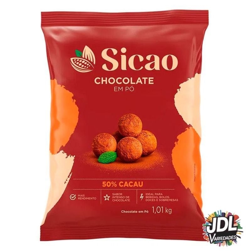 Chocolate em Pó 50% Sicao 1,01kg - Sabor Rico, Versátil e Sem Glúten