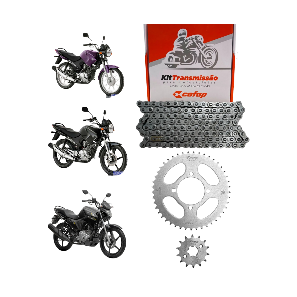 Kit Relação Transmissão YBR Factor 125 2003 2004 2005 2006 2007 2008 2009 2010 2011 2012 2013 Cofap