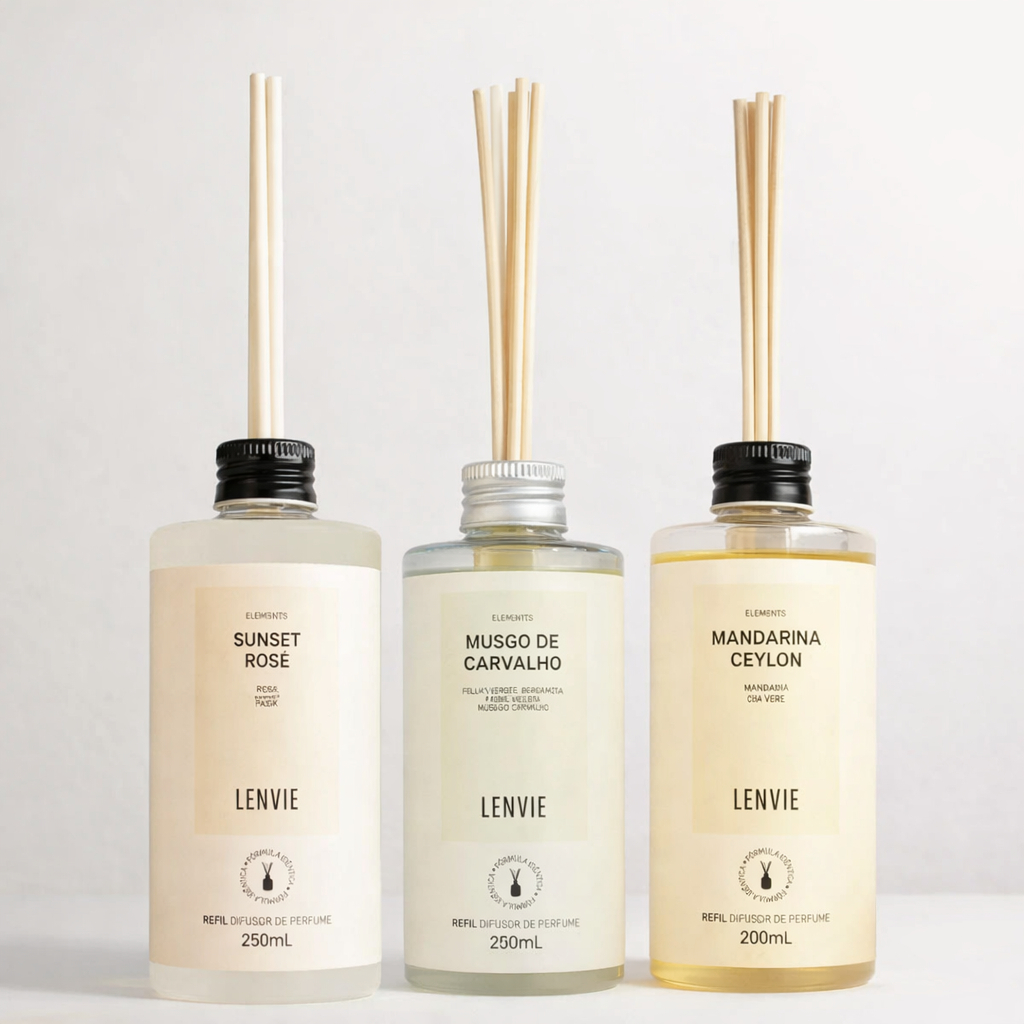 Refil De Difusor de Ambientes Perfumado Lenvie 200ml - Várias Fragrâncias - Com Varetas em Oferta na Shopee