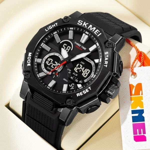 Relógio Masculino Skmei Anadigi 2219, Original, Resistente a Agua 5atm, com Timer, 2 Horários, com Garantia