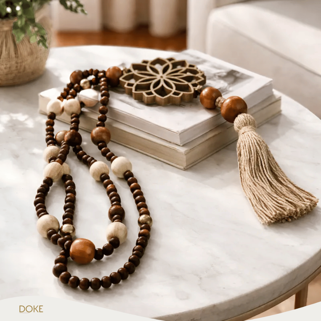 Imagem Colar de Mesa Decorativo 70cm Madeira e Mandala Escultura Parede Enfeite Sala Mesinhas e Aparadores