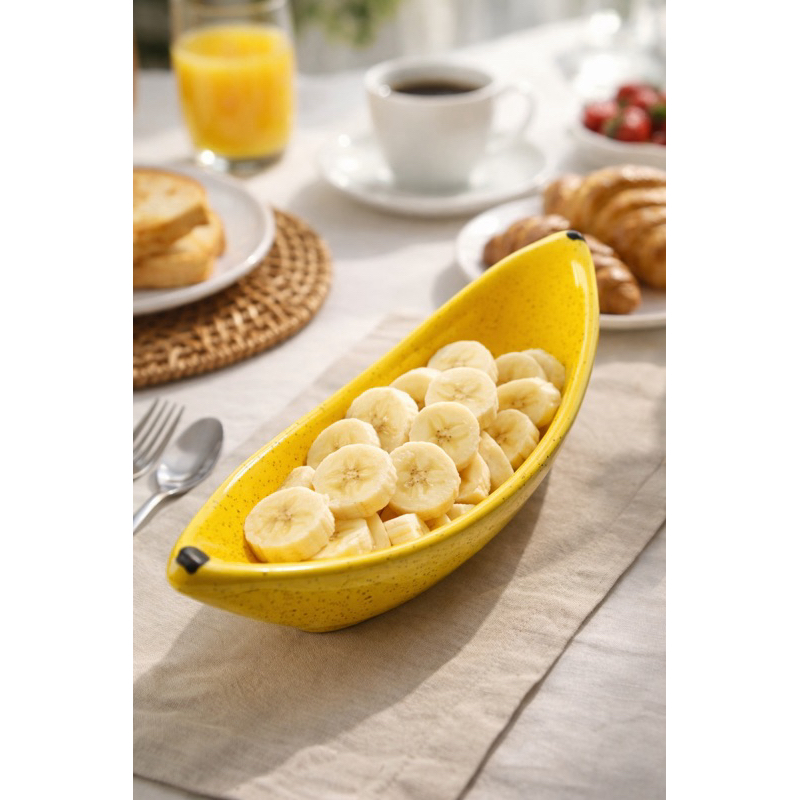 Bowl em Formato de Banana em Cerâmica Porta Frutas Decorativo Banana Split