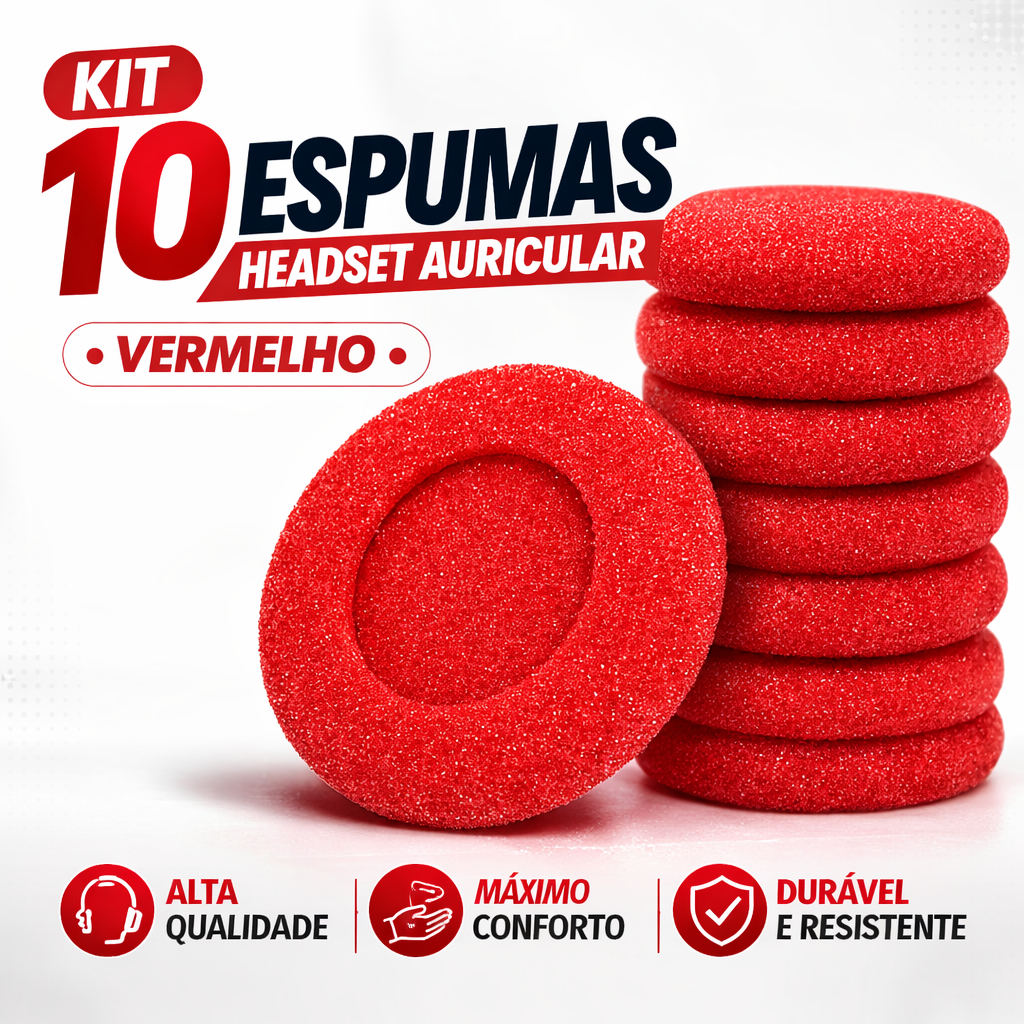Kit 10 Espumas Para Headset Intelbras HSB50 CHS55 54mm