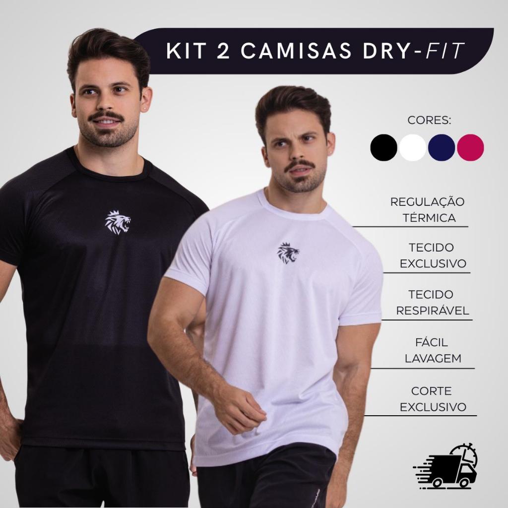 Kit 2 Camisetas Dry Fit Masculina Academia Musculação Treino Fitness Esportiva Confortável