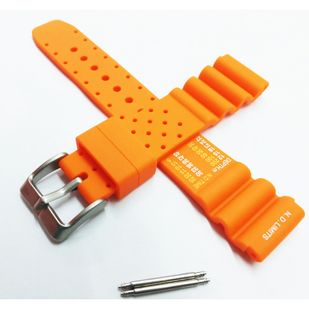 Pulseira em Silicone Compatível Citizen Aqualand Laranja 3740 20mm + pinos
