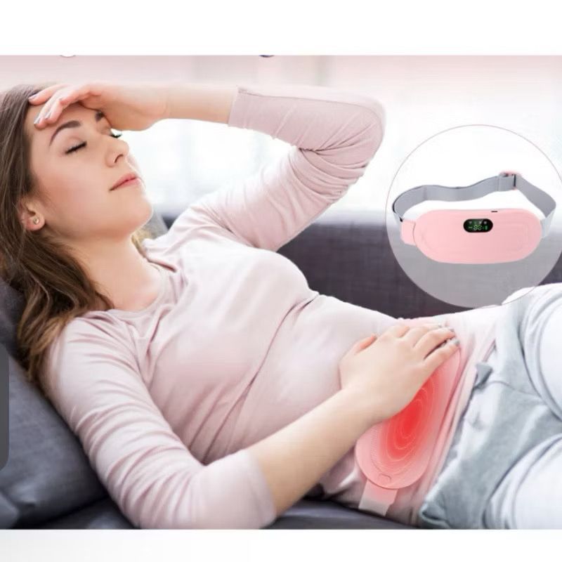 Cinta Compressa Térmica Massageadora Abdominal Para Cólica Menstrual, Massageador 3 Níveis de Aquecimento e Massagem