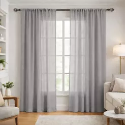 Cortina Linho Flame Veneza 3,00 x 2,70 Para Varão Passante Sala, Quarto e Cozinhas Gaze