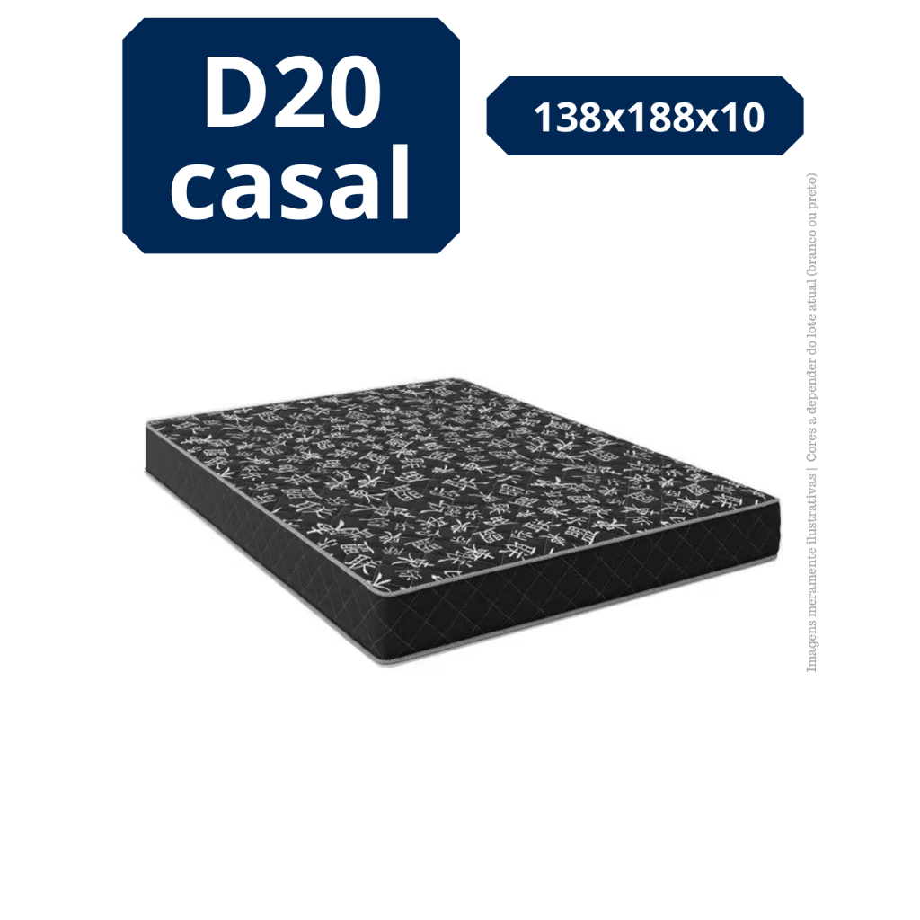 COLCHÃO DE CASAL ESPUMA DENSIDADE20 138x188 com 10cm de altura