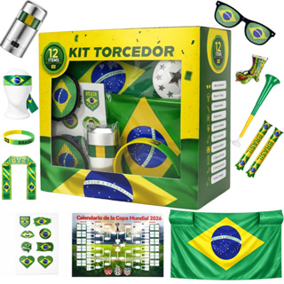 Combo Torcedor Bandeira Copa 2026 Adesivo Trompete Pintura Facial Bandeira Brasil Adesivo Trompete Pintura Facial em Oferta na Shopee