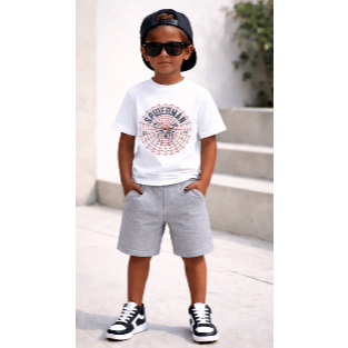 Conjunto Infantil Homem Aranha 100% Algodão Premium | Camiseta + Short | Moda Infantil Casual