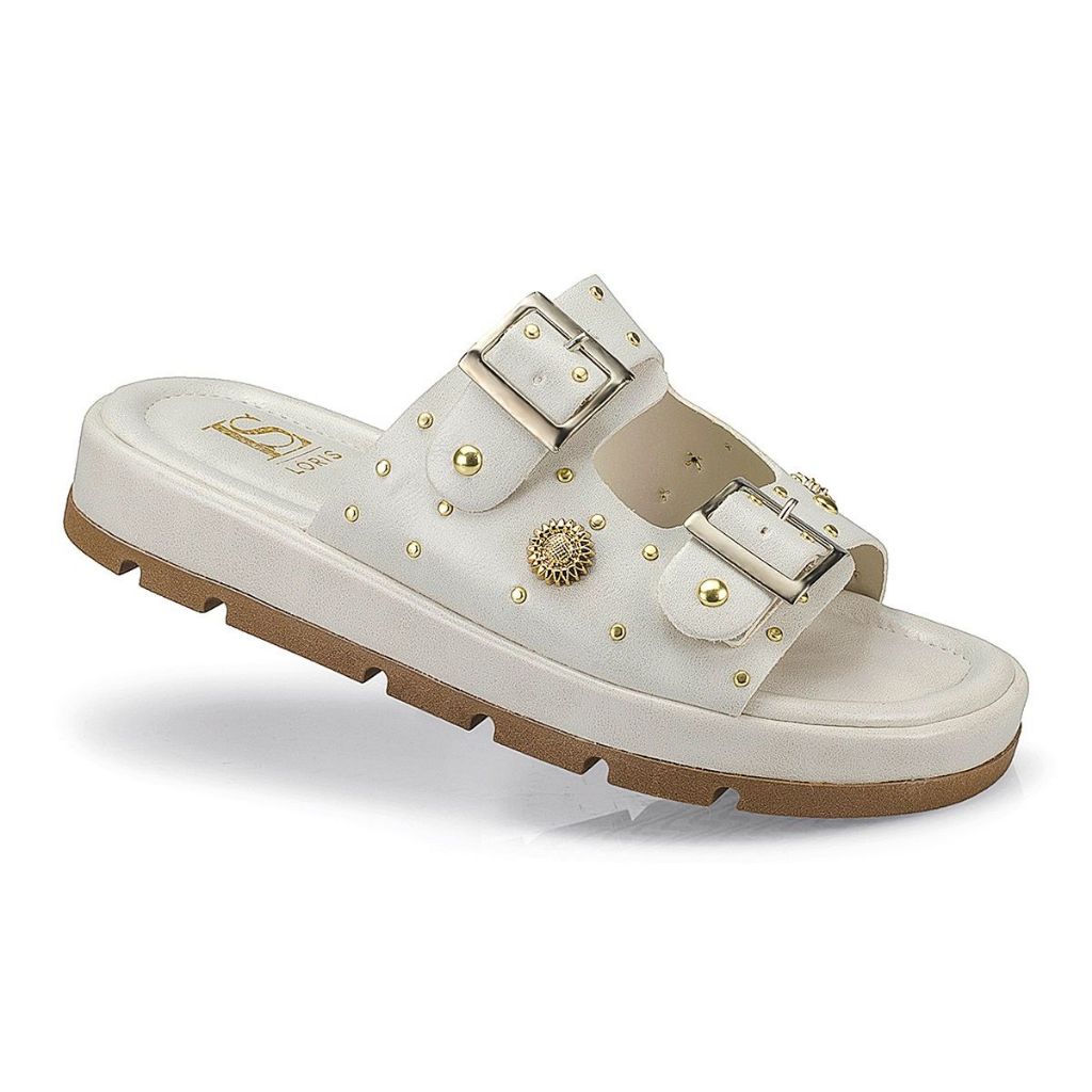 Sandália Rasteira Papete Flatform Spike Ilhós Fivela 052-040