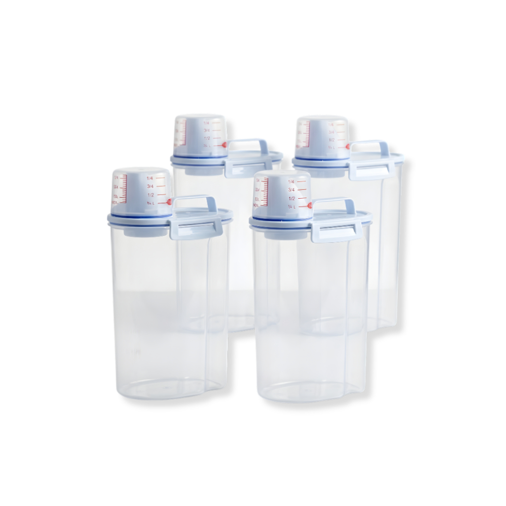 Kit 4 Unids Dispenser Organizador Lavanderia 2,5 Litros Pote Amaciante Sabão em Pó Lavanderia