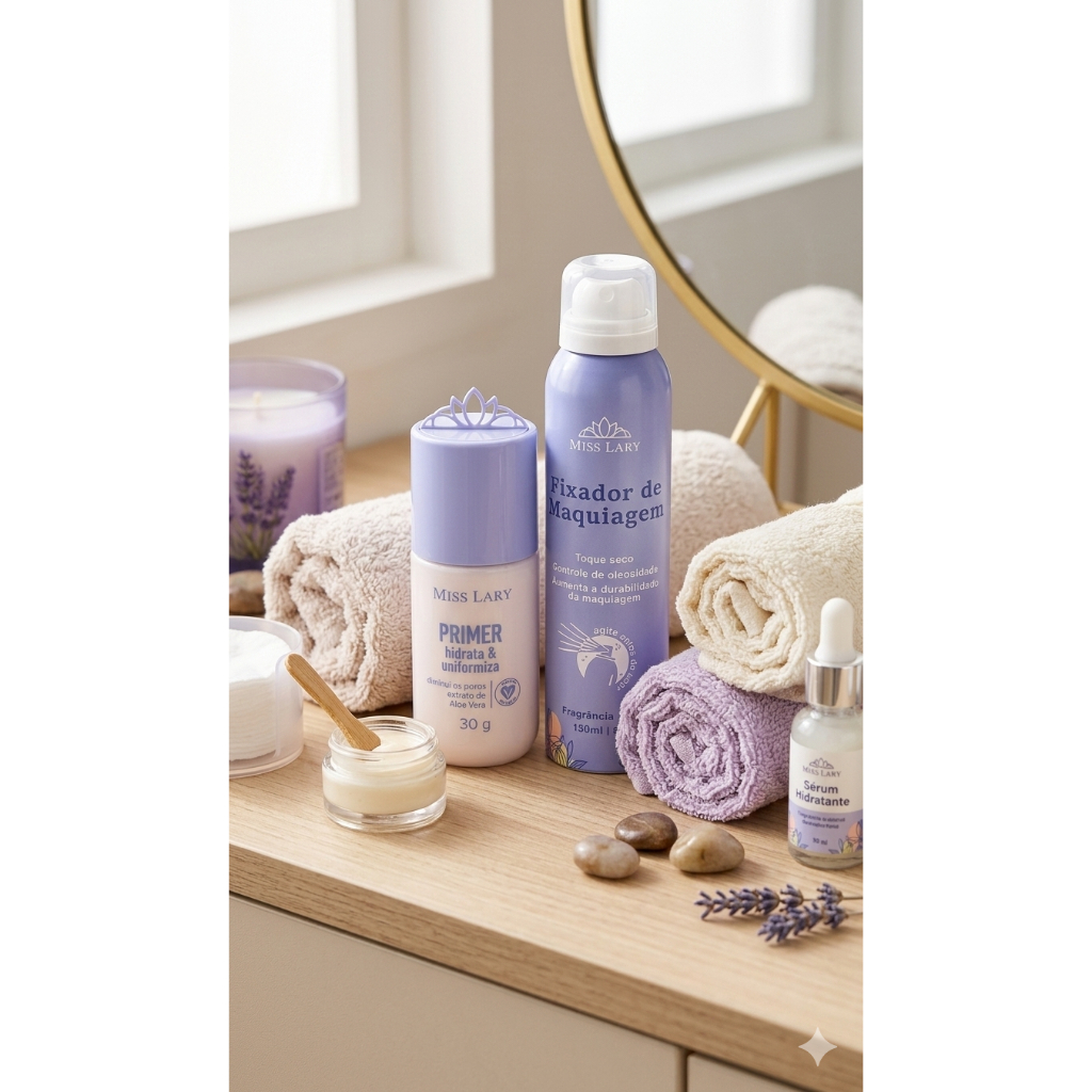 KIT! Primer Facial - Hidrata & Uniformiza + Fixador de Maquiagem - Miss Lary