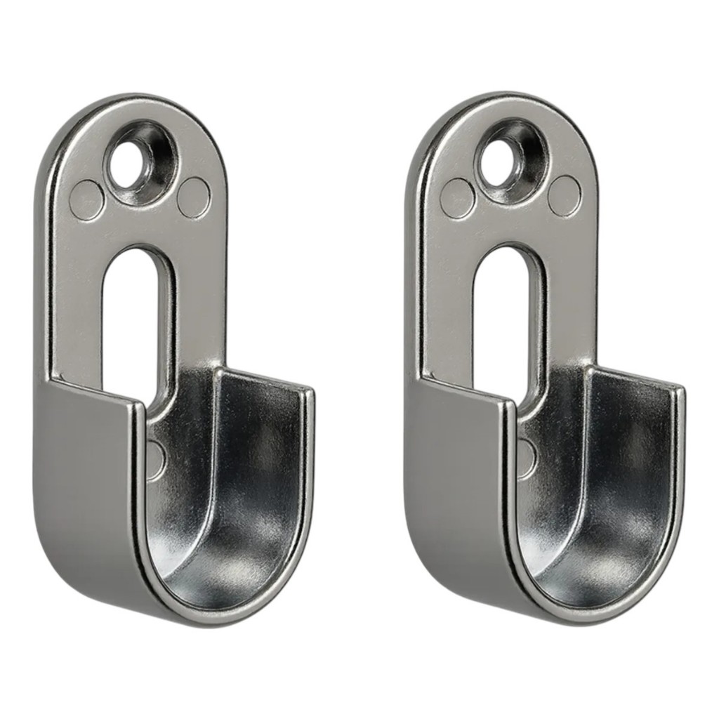 2 Suporte Cabideiro Tubo Oblongo Oval Armário Guarda Roupa Prata