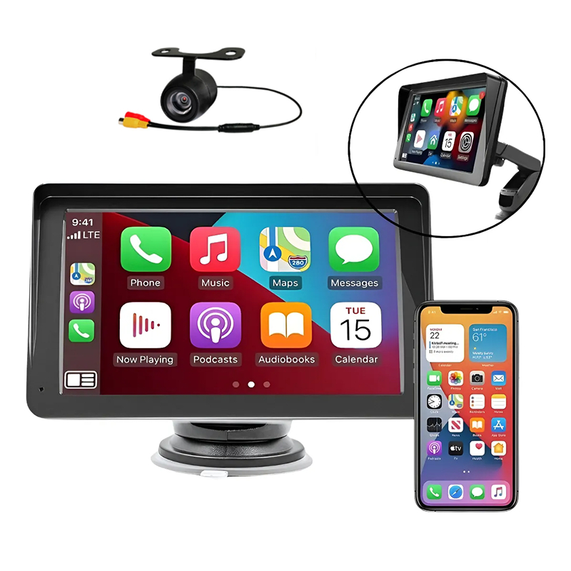 Central Multimídia 7' Portátil Wireless Carplay Suporta CarPlay sem fio e Android Auto