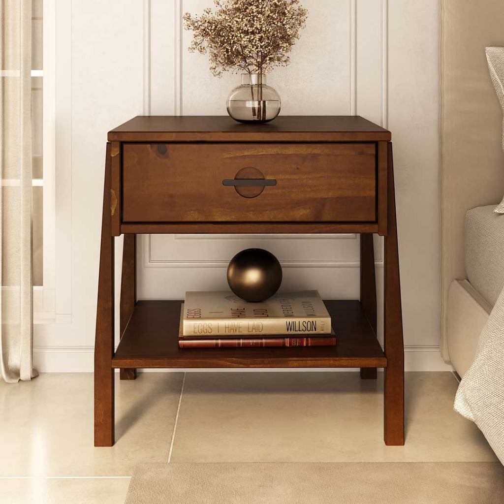 Mesa Cabeceira Lateral Estrutura Reforçada 1 Gav Madeira Castanho Adamo em Oferta na Shopee