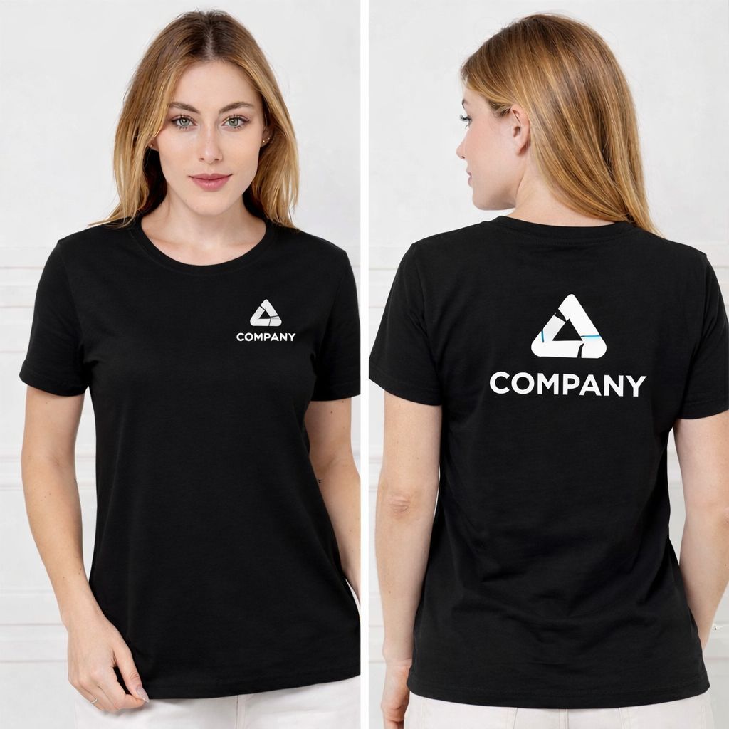 CAMISETA PRETA PERSONALIZADA FRENTE E VERSO COM LOGO ALGODÃO - UNISSEX em Oferta na Shopee