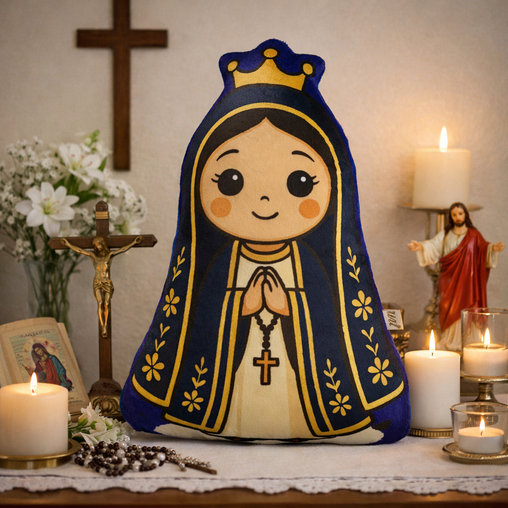Almofada Infantil Decorativa Cheia Religiosa Jesus Nossa Senhora Aparecida Santo Antonio 30cm