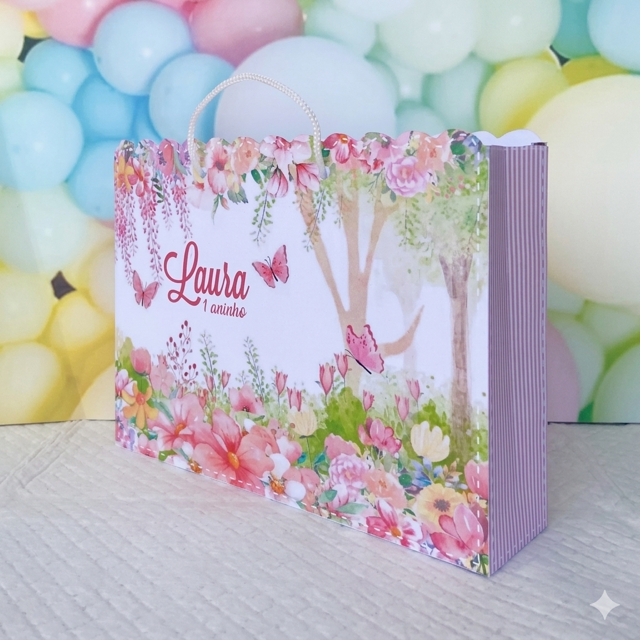Sacolinha Personalizada Jardim encantado Borboleta Lembrancinha Festa Infantil  Sacola Aniversário