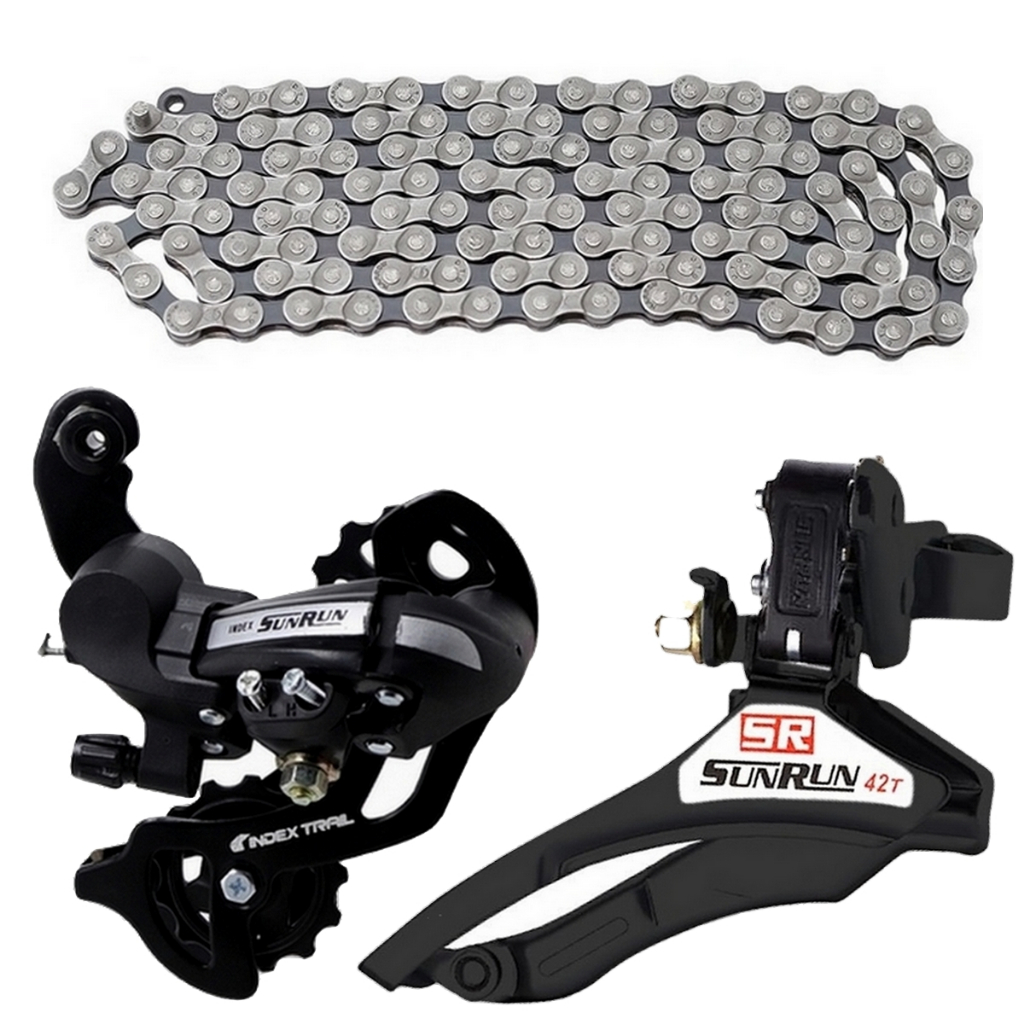 Kit 24v Câmbio Dianteiro + Corrente 8v + Câmbio Traseiro Macaquinho Bike 26 Bicicleta Aro 29