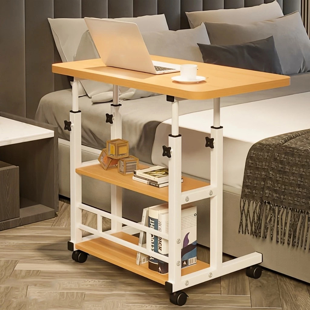 Mesa Multiuso Dupla Regulável Portátil para Laptop Tablet Sofá Cama com Rodinhas