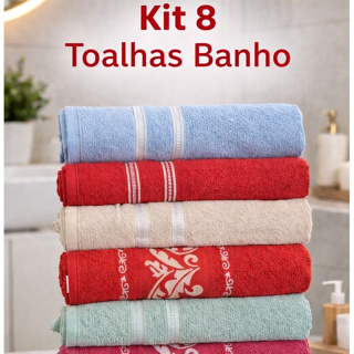 Kit com 8 Unidades Toalha de Banho Madri Alta Absorção, Conforto e Qualidade para Seu Banho em Oferta na Shopee