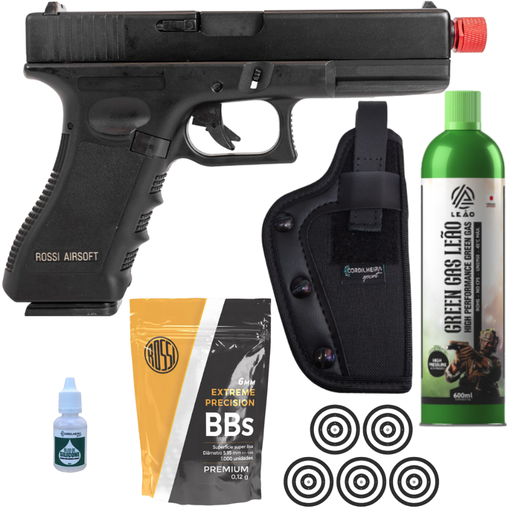Pistola de Airsoft VG V17 Blowback Greengás 6mm + KIT ESCOLHIDO