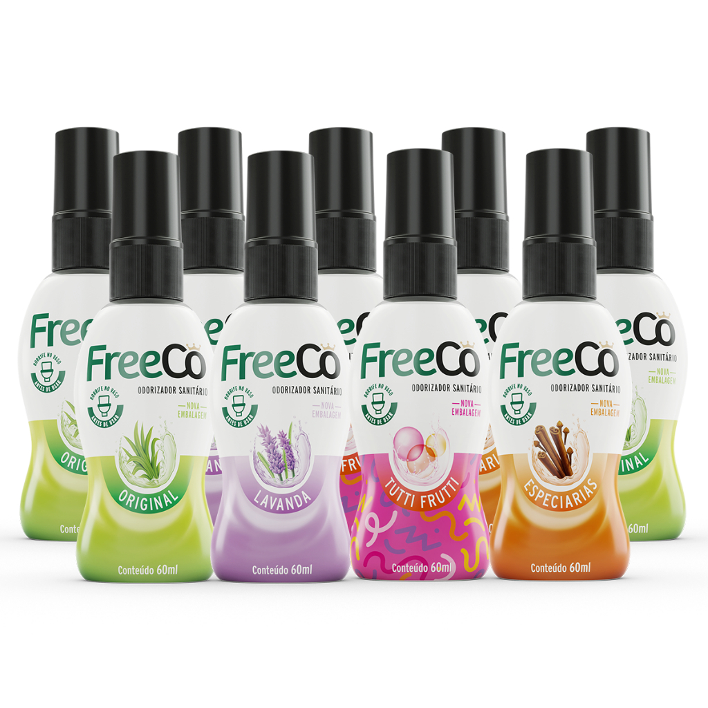 Kit 12 Bloqueadores de Odores FreeCô 60ml – Fragrâncias Sortidas