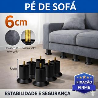 Pé de Sofá Redondo 6cm em Plástico PU Reforçado Alta Resistência em Oferta na Shopee