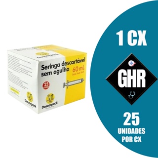 Seringa Descartável 60 Ml Luer Lock C/25 Und - Descarpack em Oferta na Shopee