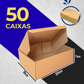 Kit 50, 20 ou 10 Caixas de Papelão Kraft Para Envios E-Commerce 20x16x7cm em Oferta na Shopee