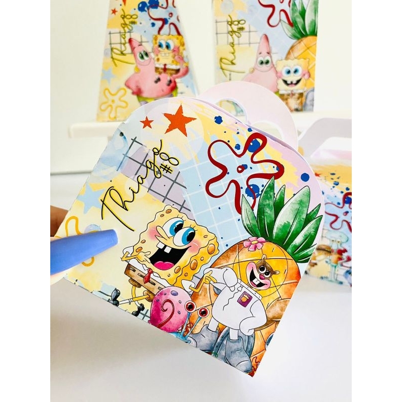 Kit Caixinhas Bob Esponja PEGUE E MONTE Personalizadas | Lembrancinhas Festa Infantil Luxo Scrap 3D