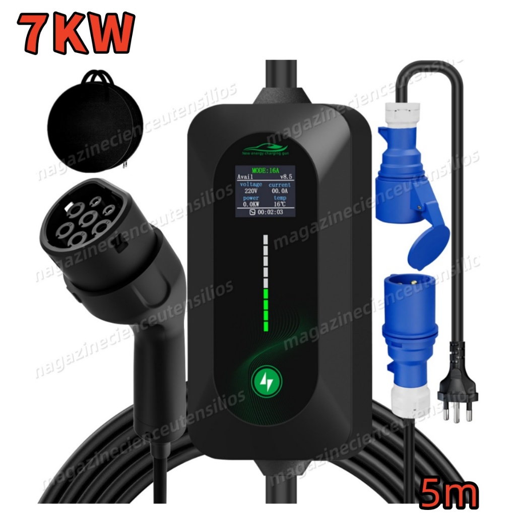 Carregador Carro Elétrico Portátil 7kw 32a Tipo 2 127v/220v em Oferta na Shopee