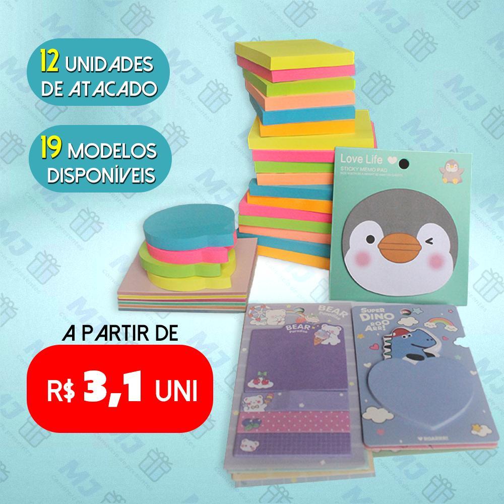 Kit 12 Blocos Colorido Notas Bloco auto-adesivo Adesivas em Desenho Animado Animal PET Mensagem À Prova D'água