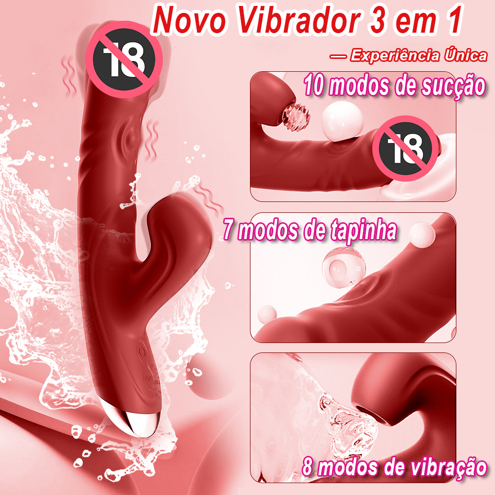 Vibrador Feminino 3 em 1 com Sucção Vibração e Tapinhas Multifretes USB Recarregável · Estimulador em Oferta na Shopee